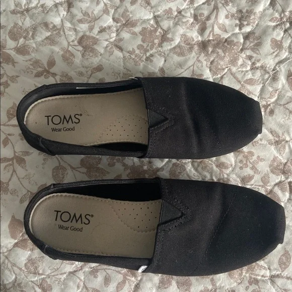 TOMS Black Canvas Slip-Ons - Picture 5 of 9